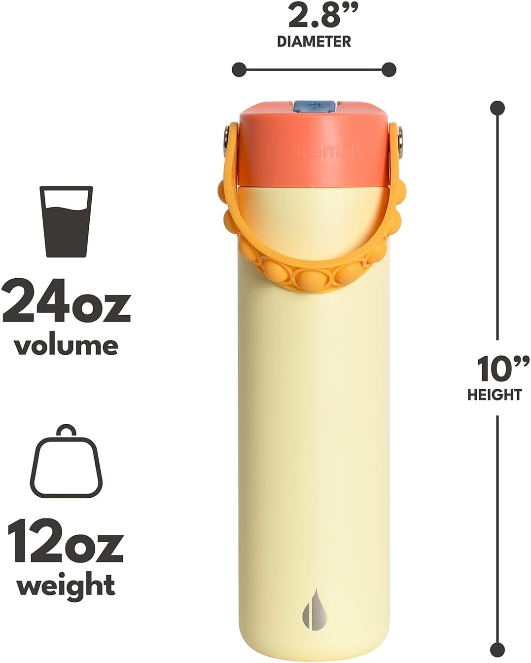 Insulated Water Bottle for Teen Boys & Girls, Stainless Steel Water Bottle with Straw & Pop-It Handle, Leak-Proof Water Bottles for School, Travelling and Sport - Light Patterns - 24oz