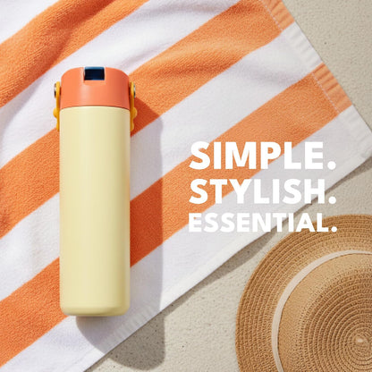 Insulated Water Bottle for Teen Boys & Girls, Stainless Steel Water Bottle with Straw & Pop-It Handle, Leak-Proof Water Bottles for School, Travelling and Sport - Light Patterns - 24oz