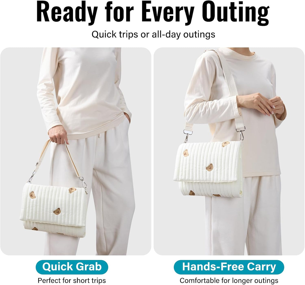 Small Diaper Bag Tote, Maternity Baby Bag with Insulated Bottle Pockets & Stroller Straps, Diaper Bag for Moms