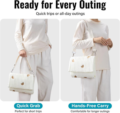 Small Diaper Bag Tote, Maternity Baby Bag with Insulated Bottle Pockets & Stroller Straps, Diaper Bag for Moms