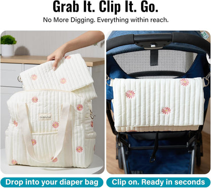 Small Diaper Bag Tote, Maternity Baby Bag with Insulated Bottle Pockets & Stroller Straps, Diaper Bag for Moms