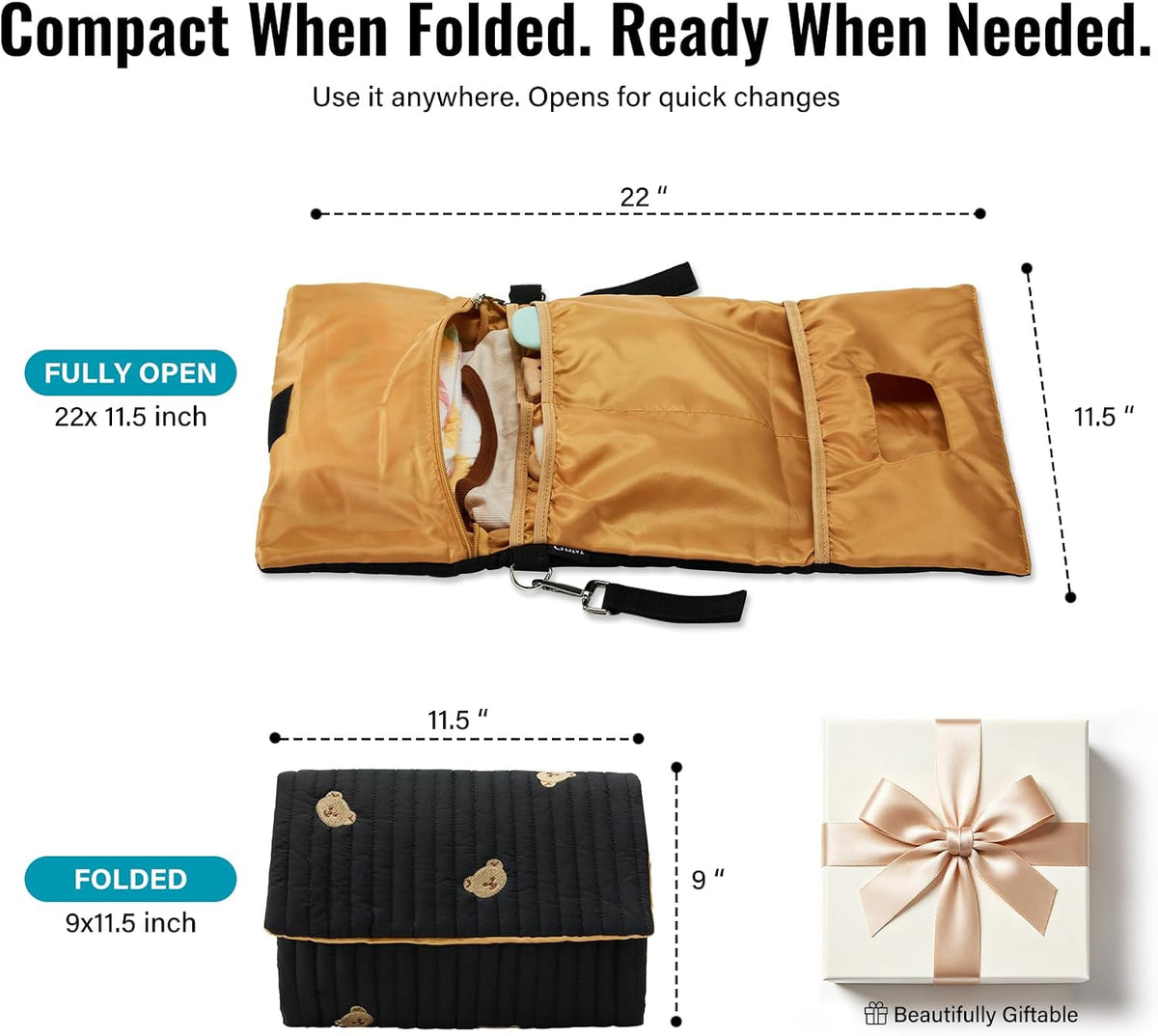 Small Diaper Bag Tote, Maternity Baby Bag with Insulated Bottle Pockets & Stroller Straps, Diaper Bag for Moms