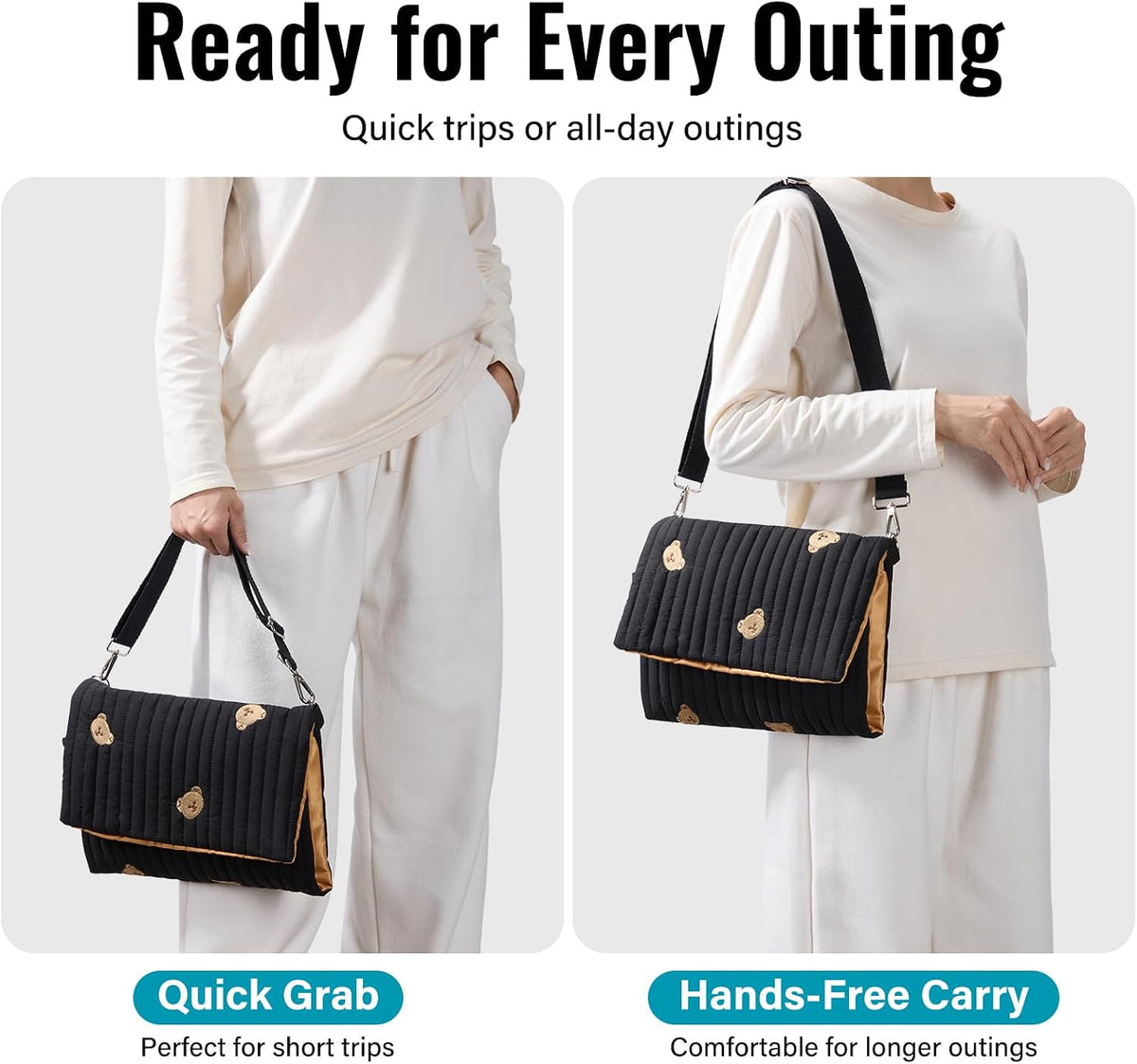Small Diaper Bag Tote, Maternity Baby Bag with Insulated Bottle Pockets & Stroller Straps, Diaper Bag for Moms
