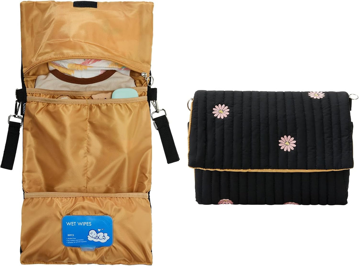 Small Diaper Bag Tote, Maternity Baby Bag with Insulated Bottle Pockets & Stroller Straps, Diaper Bag for Moms