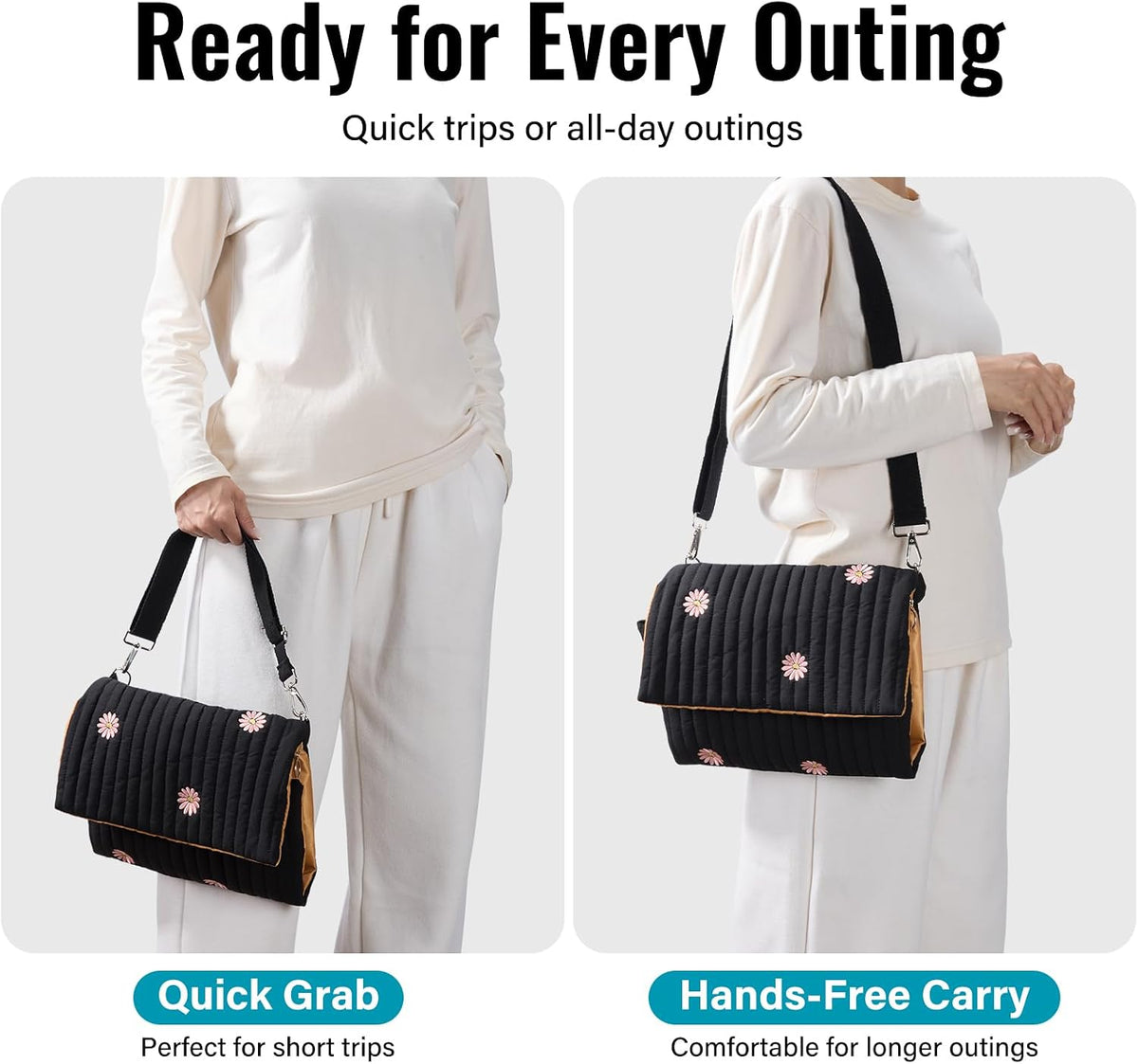Small Diaper Bag Tote, Maternity Baby Bag with Insulated Bottle Pockets & Stroller Straps, Diaper Bag for Moms