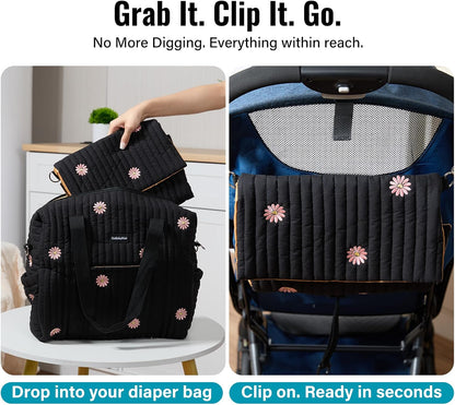 Small Diaper Bag Tote, Maternity Baby Bag with Insulated Bottle Pockets & Stroller Straps, Diaper Bag for Moms