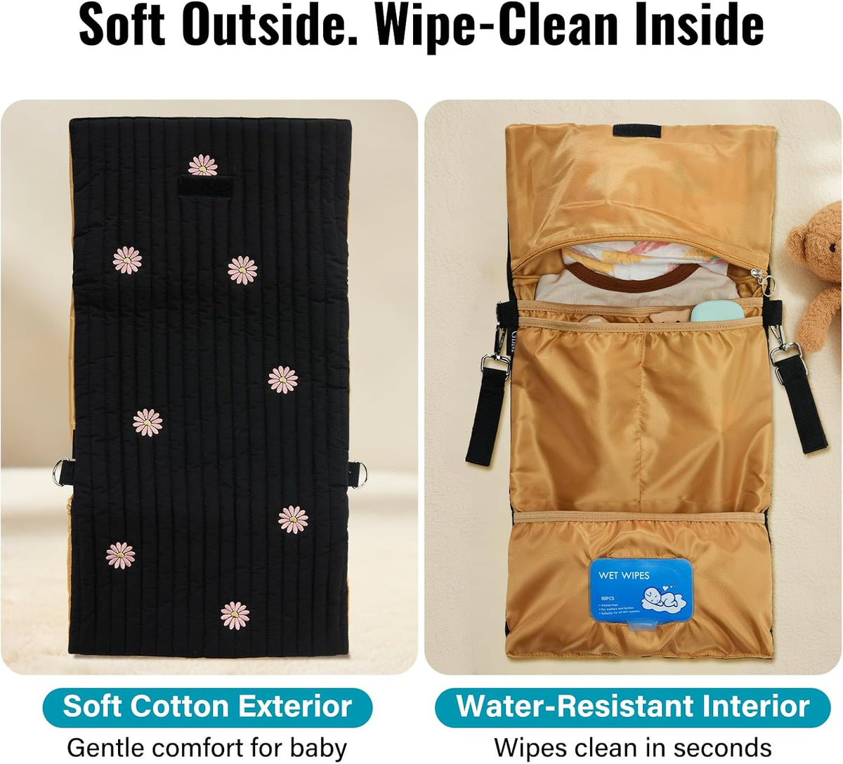 Small Diaper Bag Tote, Maternity Baby Bag with Insulated Bottle Pockets & Stroller Straps, Diaper Bag for Moms
