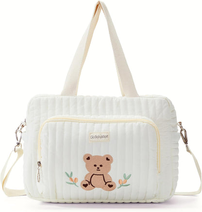 Small Diaper Bag Tote, Maternity Baby Bag with Insulated Bottle Pockets & Stroller Straps, Diaper Bag for Moms