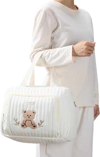 Small Diaper Bag Tote, Maternity Baby Bag with Insulated Bottle Pockets & Stroller Straps, Diaper Bag for Moms