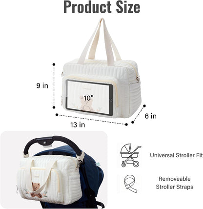 Small Diaper Bag Tote, Maternity Baby Bag with Insulated Bottle Pockets & Stroller Straps, Diaper Bag for Moms