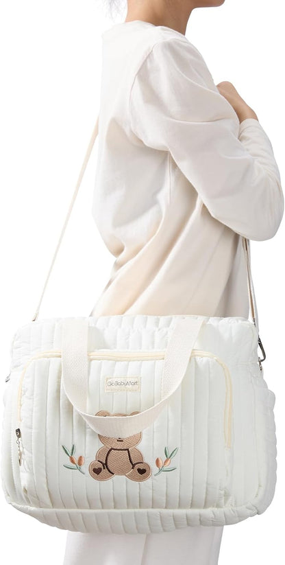 Small Diaper Bag Tote, Maternity Baby Bag with Insulated Bottle Pockets & Stroller Straps, Diaper Bag for Moms