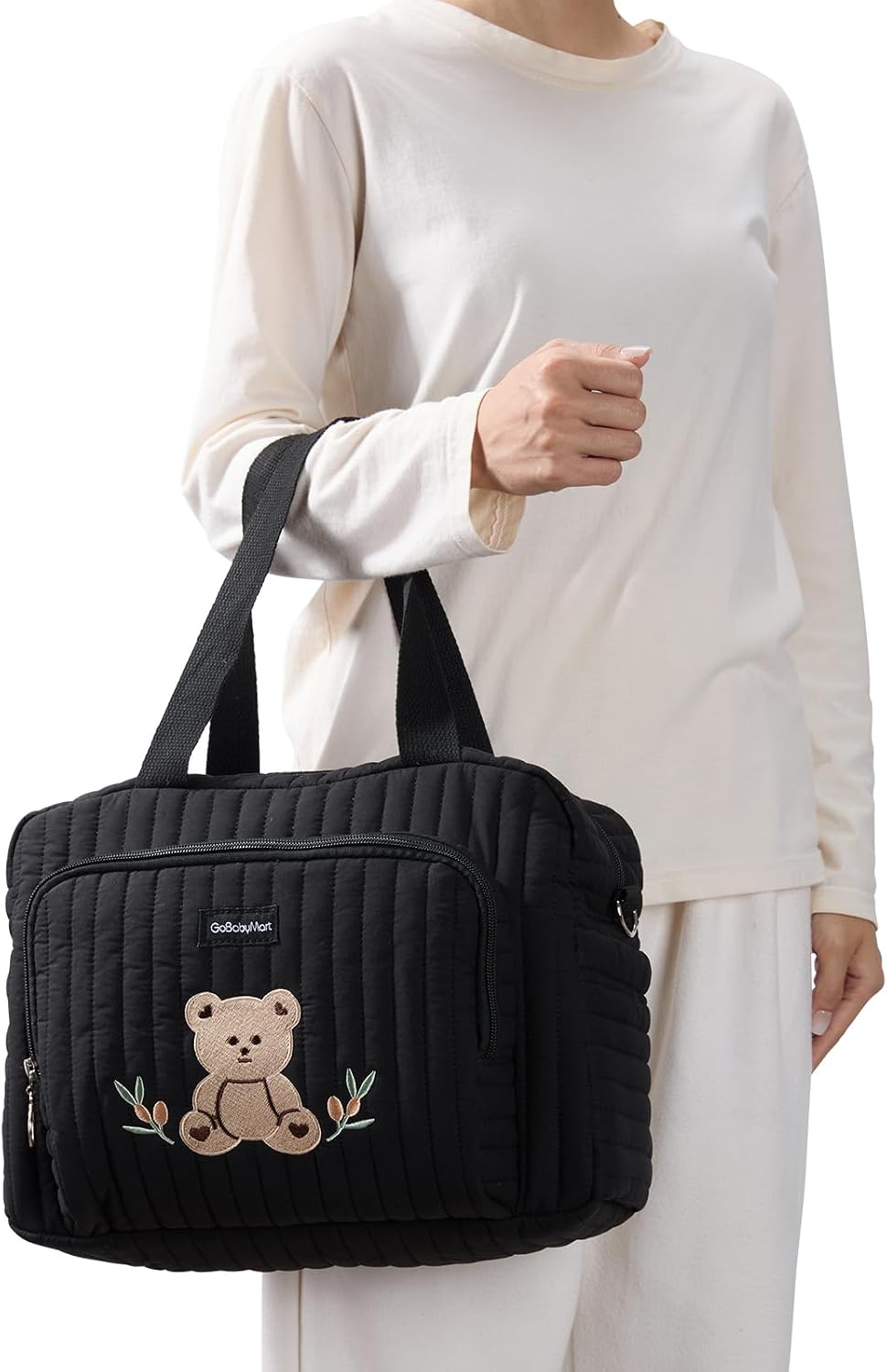 Small Diaper Bag Tote, Maternity Baby Bag with Insulated Bottle Pockets & Stroller Straps, Diaper Bag for Moms
