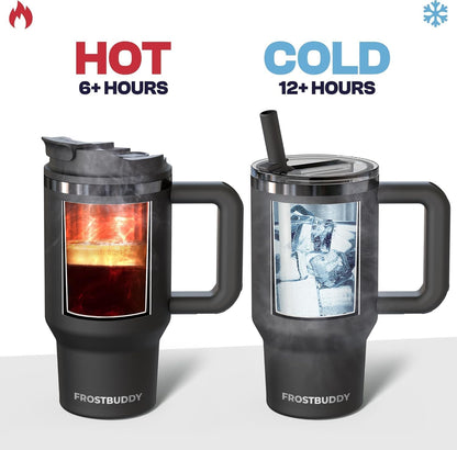 Thicc Buddy 16oz Tumbler - Insulated Stainless Steel (Cinnamon) | Double-wall vacuum insulated | Spill-proof flip lid | 18/8 premium stainless steel | Cup-holder friendly - Colors C