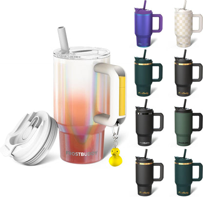 Thicc Buddy 16oz Tumbler - Insulated Stainless Steel (Cinnamon) | Double-wall vacuum insulated | Spill-proof flip lid | 18/8 premium stainless steel | Cup-holder friendly - Colors C