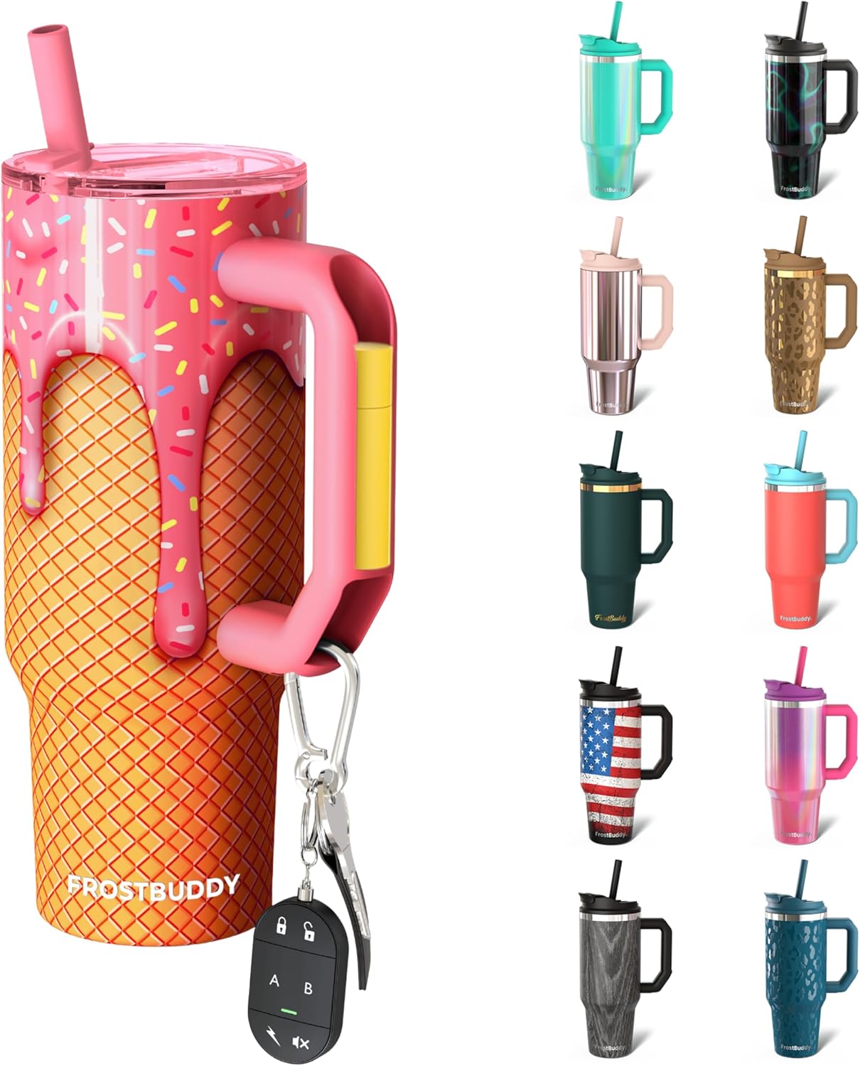 Thicc Buddy 16oz Tumbler - Insulated Stainless Steel (Cinnamon) | Double-wall vacuum insulated | Spill-proof flip lid | 18/8 premium stainless steel | Cup-holder friendly - Colors C