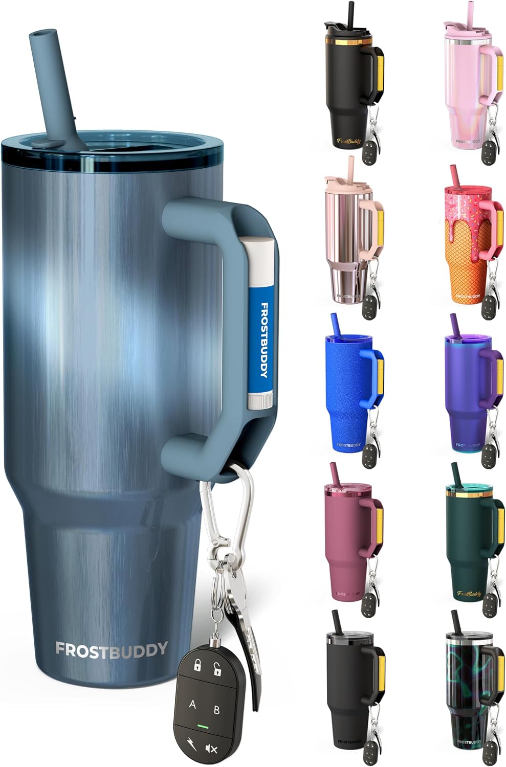 Thicc Buddy 16oz Tumbler - Insulated Stainless Steel (Cinnamon) | Double-wall vacuum insulated | Spill-proof flip lid | 18/8 premium stainless steel | Cup-holder friendly - Colors C