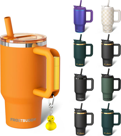 Thicc Buddy 16oz Tumbler - Insulated Stainless Steel (Cinnamon) | Double-wall vacuum insulated | Spill-proof flip lid | 18/8 premium stainless steel | Cup-holder friendly - Colors C