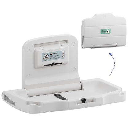 Panda Care ADA Compliant Horizontal Wall Mounted Baby Changing Station, Foldable Diaper Changing Table with Liner Dispenser and Safety Straps for Commercial and Home Use