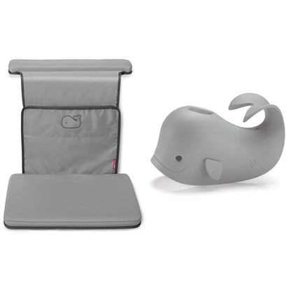 Baby Bath All-in-One Elbow Saver and Kneeler with Spout Cover, Moby Grey