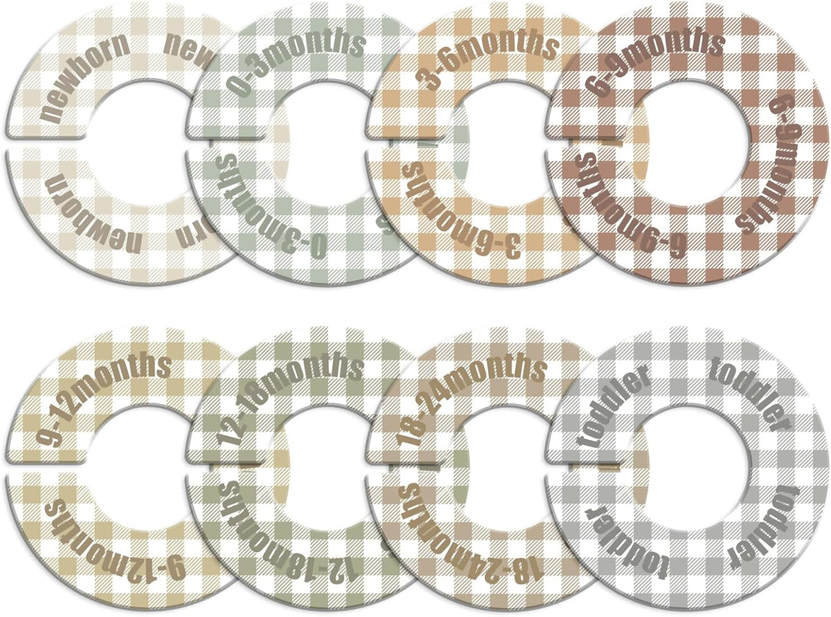 Baby Closet Dividers, 8-Piece Round Size Labels, Fits 1.5" Rod