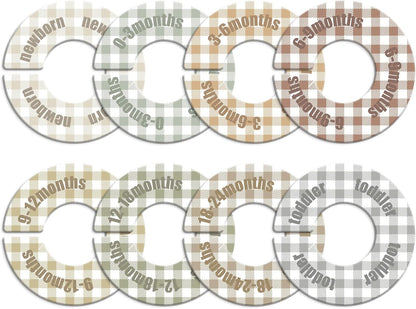 Baby Closet Dividers, 8-Piece Round Size Labels, Fits 1.5" Rod