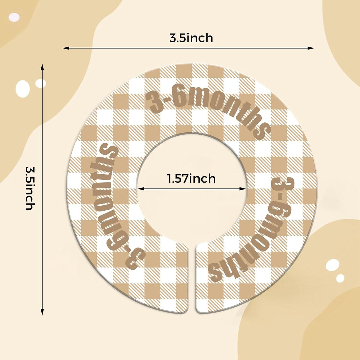 Baby Closet Dividers, 8-Piece Round Size Labels, Fits 1.5" Rod