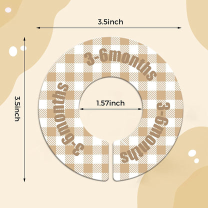 Baby Closet Dividers, 8-Piece Round Size Labels, Fits 1.5" Rod