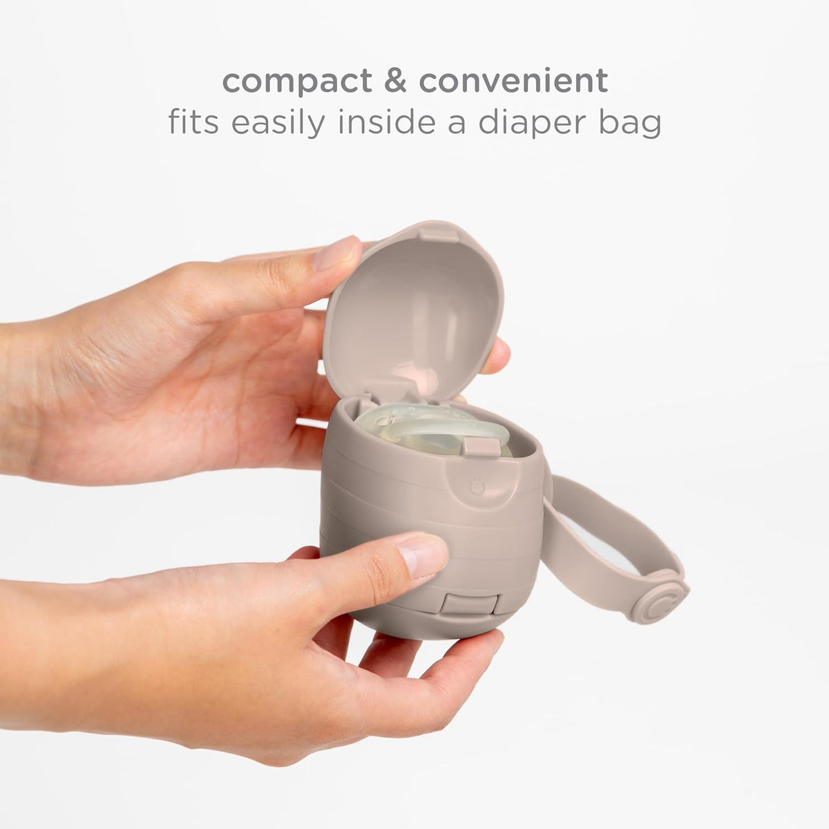 On-The-Go Dual Pacifier Holder, Baby Pacifier Case with Strap, Gray