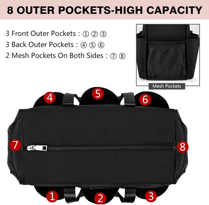 Utility Tote Bag with 24 Pockets, Large Teacher Travel Tote for Women