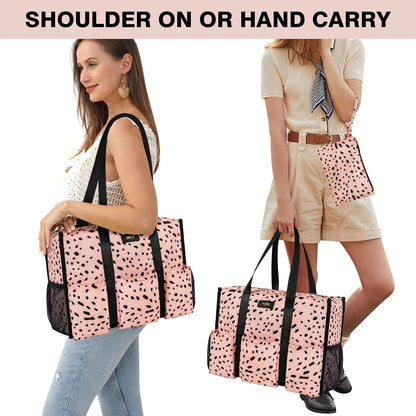 Utility Tote Bag with 24 Pockets, Large Teacher Travel Tote for Women