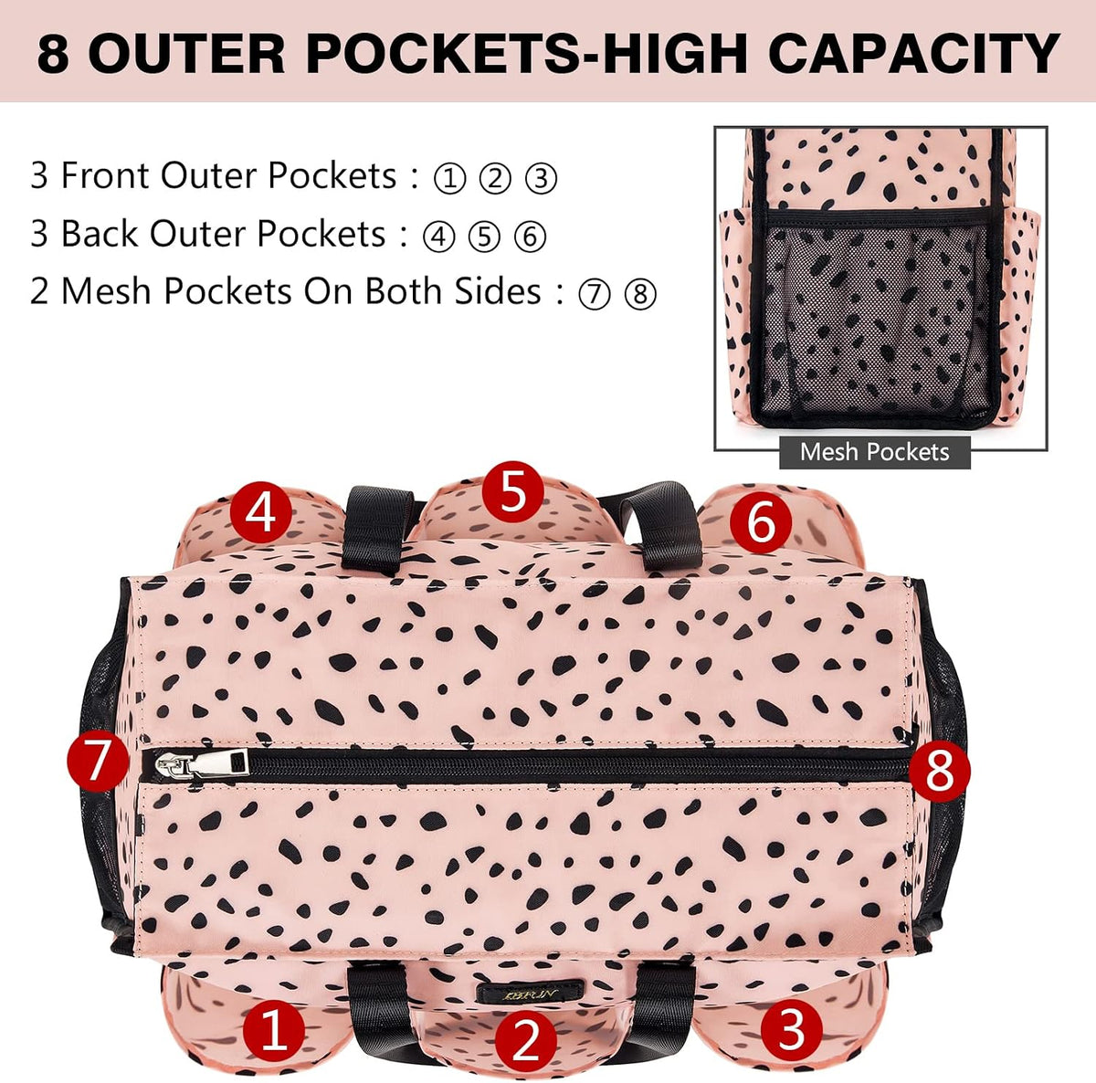 Utility Tote Bag with 24 Pockets, Large Teacher Travel Tote for Women