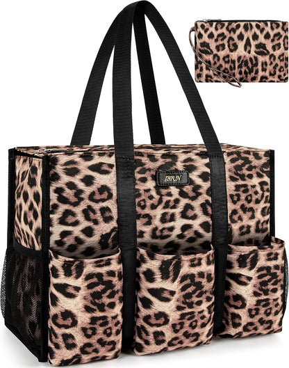 Utility Tote Bag with 24 Pockets, Large Teacher Travel Tote for Women