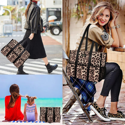 Utility Tote Bag with 24 Pockets, Large Teacher Travel Tote for Women