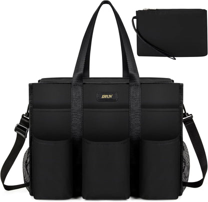 Utility Tote Bag with 24 Pockets, Large Teacher Travel Tote for Women