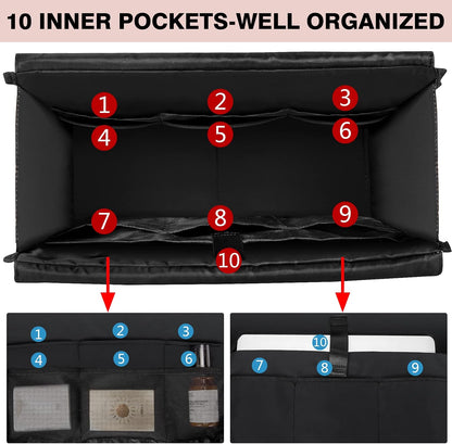 Utility Tote Bag with 24 Pockets, Large Teacher Travel Tote for Women