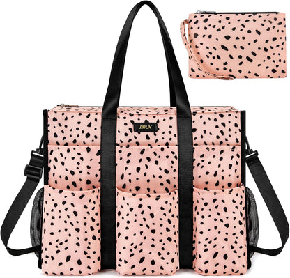 Utility Tote Bag with 24 Pockets, Large Teacher Travel Tote for Women