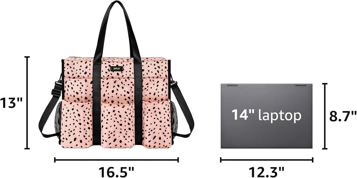 Utility Tote Bag with 24 Pockets, Large Teacher Travel Tote for Women