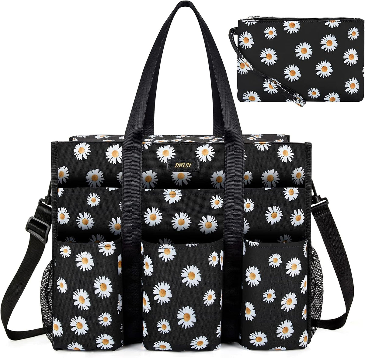 Utility Tote Bag with 24 Pockets, Large Teacher Travel Tote for Women
