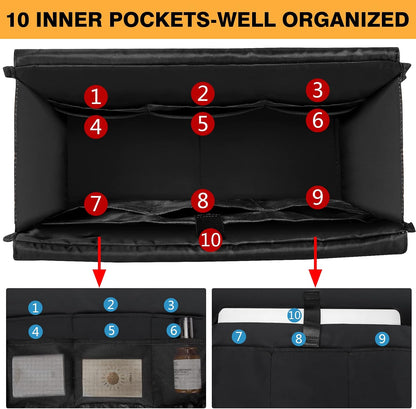Utility Tote Bag with 24 Pockets, Large Teacher Travel Tote for Women