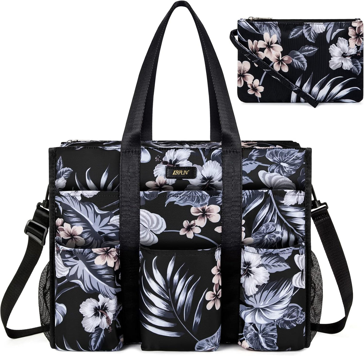 Utility Tote Bag with 24 Pockets, Large Teacher Travel Tote for Women
