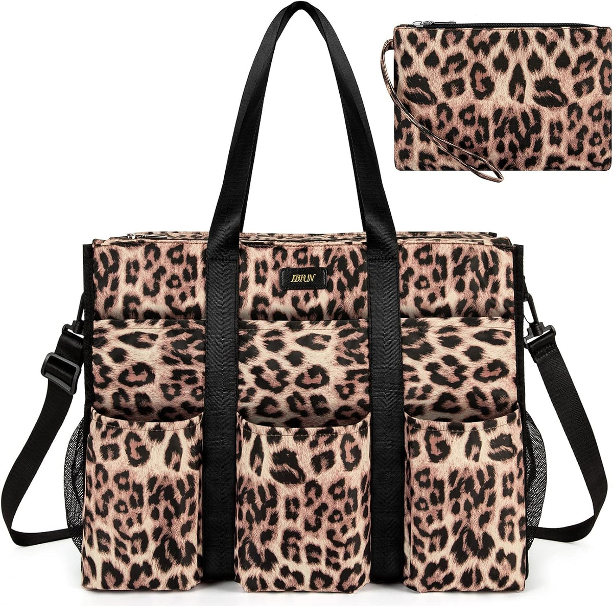Utility Tote Bag with 24 Pockets, Large Teacher Travel Tote for Women