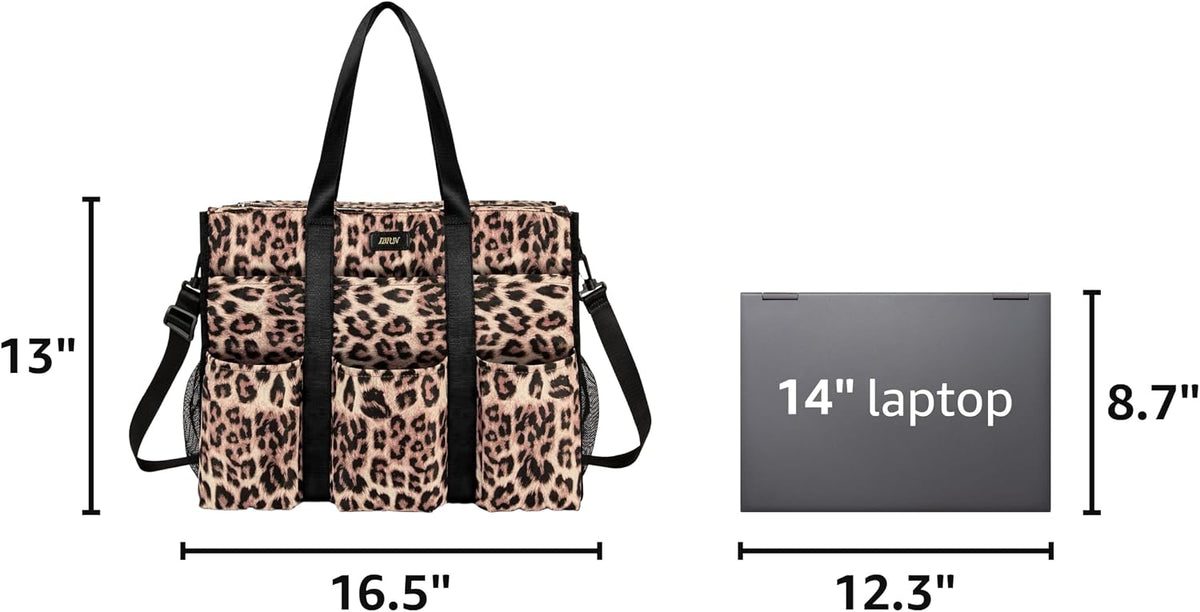 Utility Tote Bag with 24 Pockets, Large Teacher Travel Tote for Women