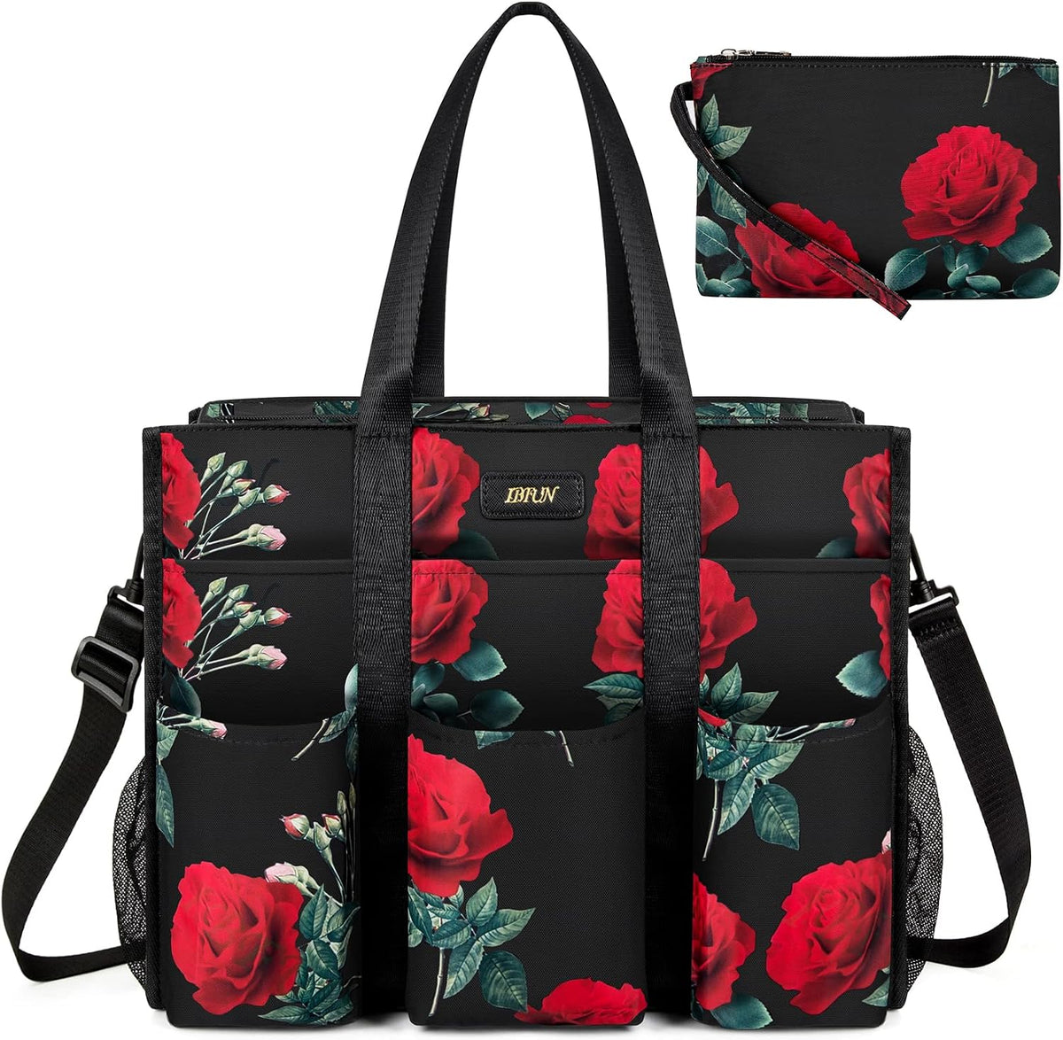Utility Tote Bag with 24 Pockets, Large Teacher Travel Tote for Women