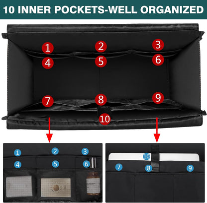 Utility Tote Bag with 24 Pockets, Large Teacher Travel Tote for Women