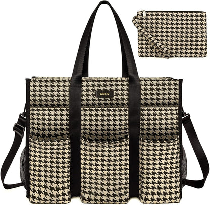 Utility Tote Bag with 24 Pockets, Large Teacher Travel Tote for Women