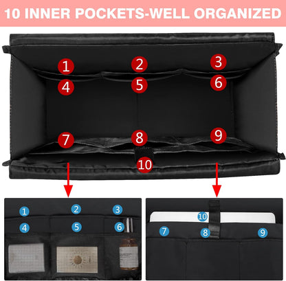 Utility Tote Bag with 24 Pockets, Large Teacher Travel Tote for Women