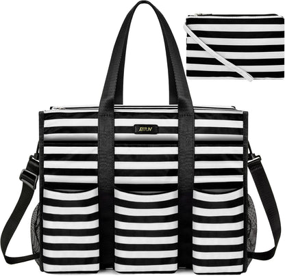 Utility Tote Bag with 24 Pockets, Large Teacher Travel Tote for Women