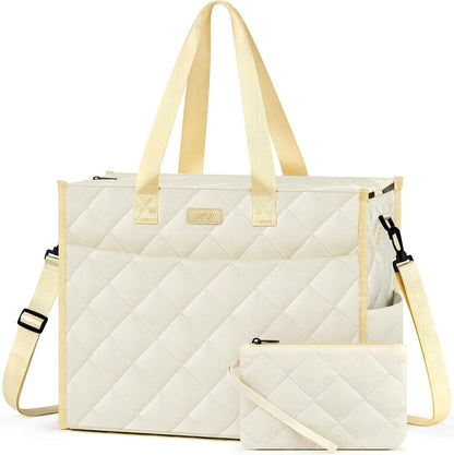 Utility Tote Bag with 24 Pockets, Large Teacher Travel Tote for Women