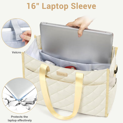 Utility Tote Bag with 24 Pockets, Large Teacher Travel Tote for Women