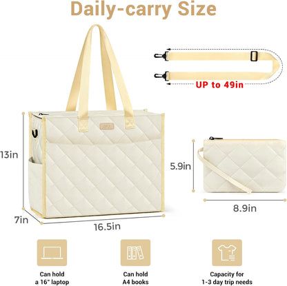 Utility Tote Bag with 24 Pockets, Large Teacher Travel Tote for Women